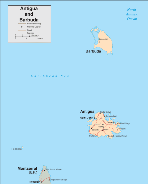 Antigua map - Barbuda map