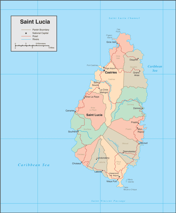 St Lucia map