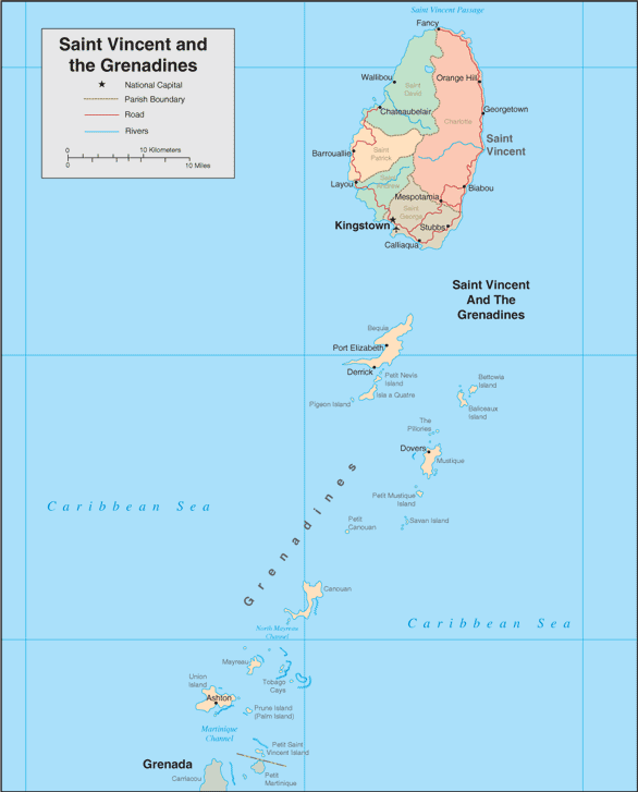 St Vincent Map - Map of St Vincent and the Grenadines