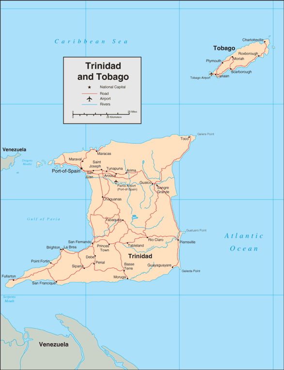 Trinidad map - Tobago map